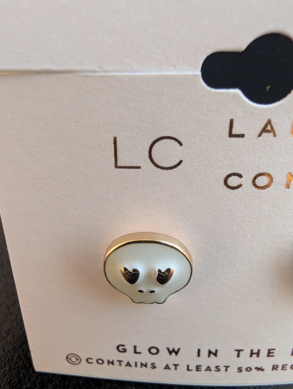 LC Lauren Conrad White Glow-in-the-Dark Skull Stud Earrings - Picture 2 of 3